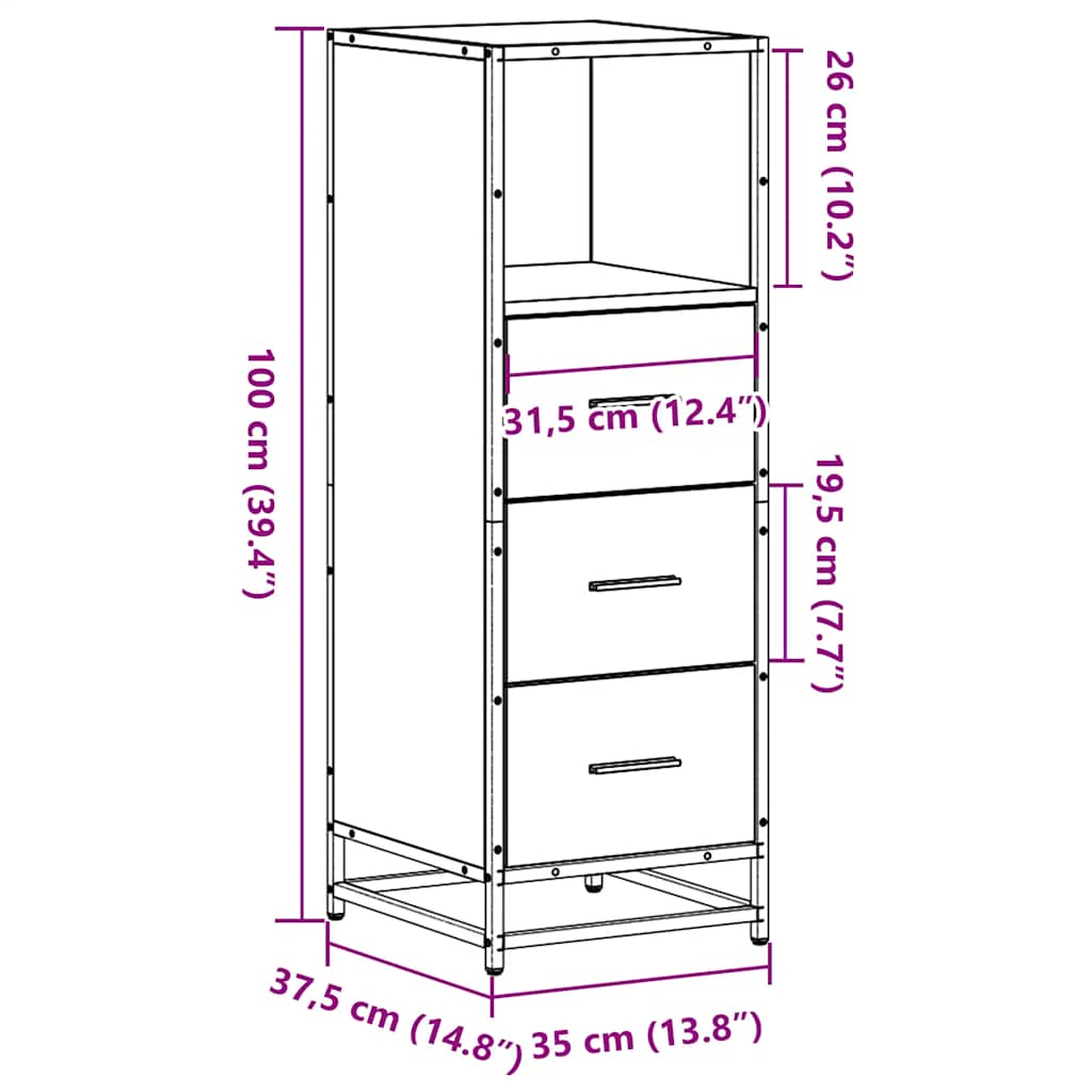 vidaXL Ντουλάπι μπάνιου καφέ δρυς 35x37,5x100 cm