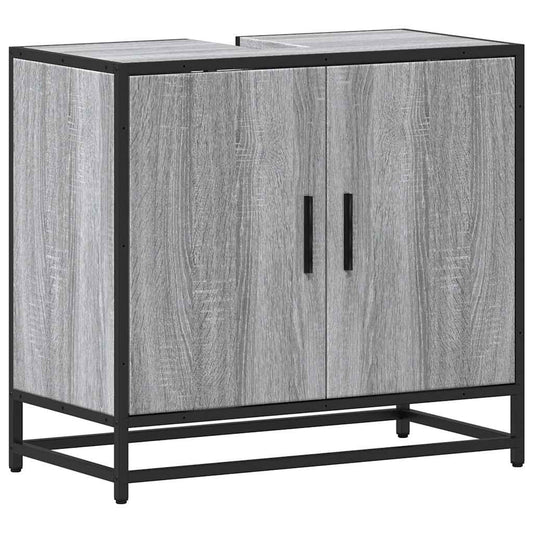 vidaXL Ντουλάπι νιπτήρα μπάνιου γκρι Sonoma 65x33x60 cm