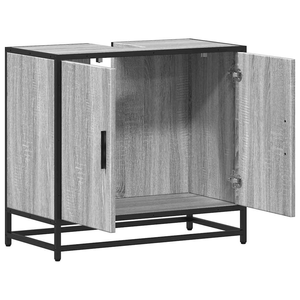 vidaXL Ντουλάπι νιπτήρα μπάνιου γκρι Sonoma 65x33x60 cm