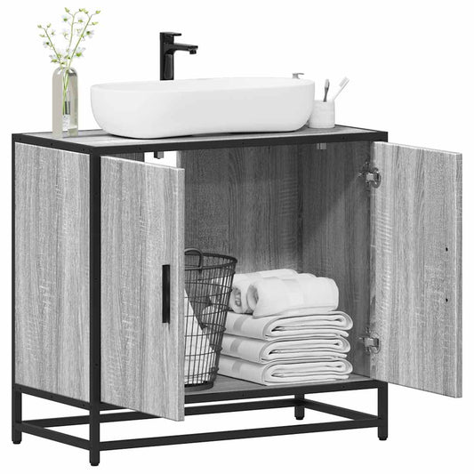vidaXL Ντουλάπι νιπτήρα μπάνιου γκρι Sonoma 65x33x60 cm
