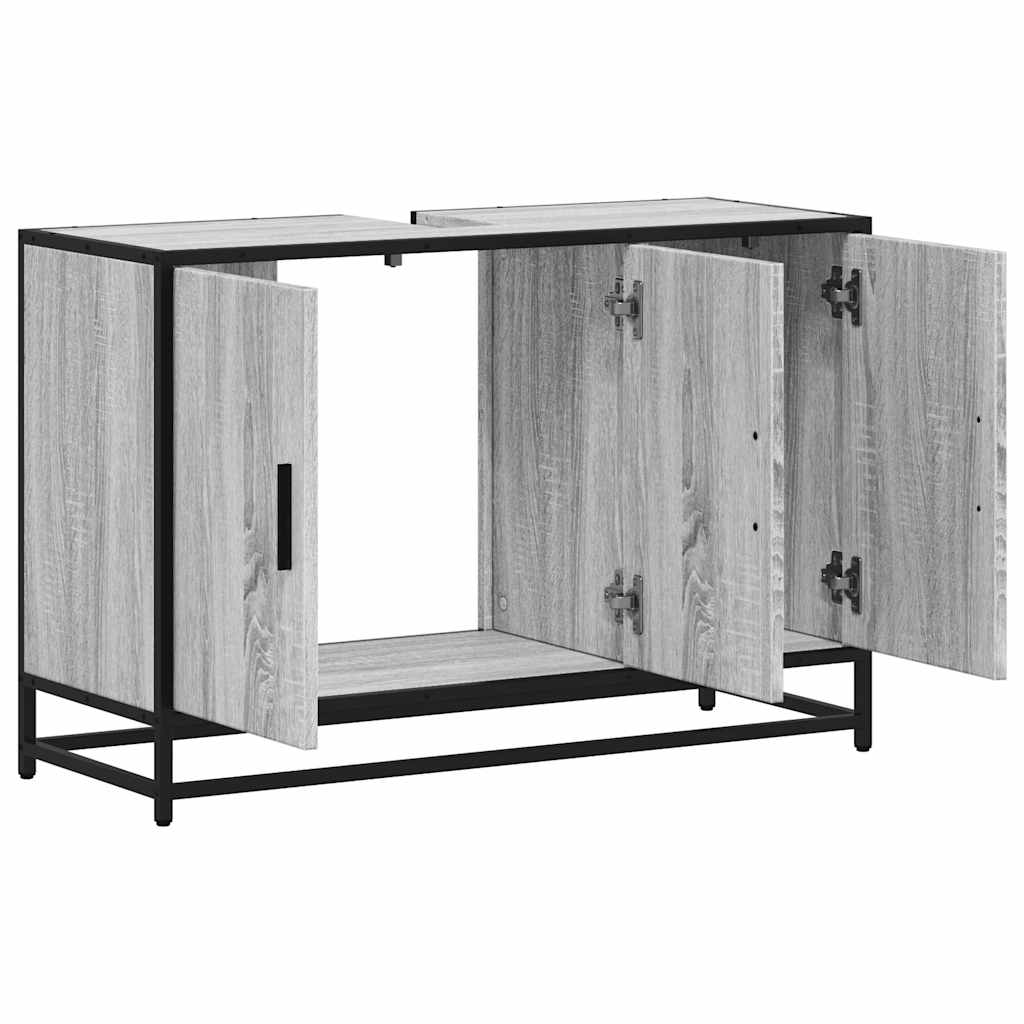 vidaXL Ντουλάπι νιπτήρα μπάνιου γκρι Sonoma 90x33x60 cm