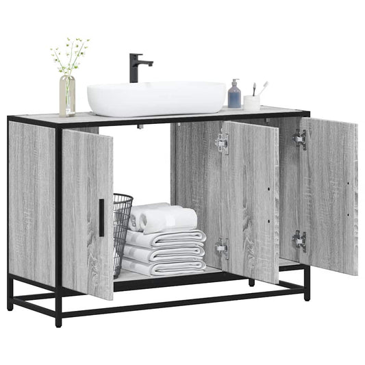 vidaXL Ντουλάπι νιπτήρα μπάνιου γκρι Sonoma 90x33x60 cm