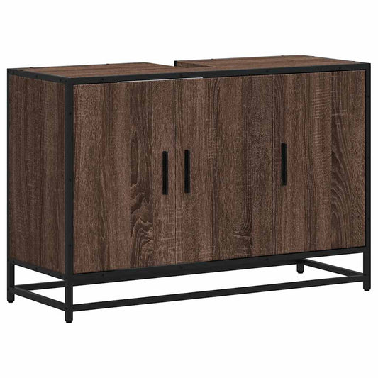 vidaXL ντουλάπι νιπτήρα μπάνιου καφέ δρυς 90x33x60 cm