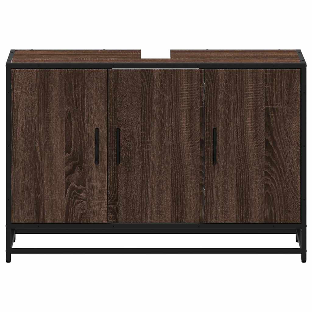 vidaXL ντουλάπι νιπτήρα μπάνιου καφέ δρυς 90x33x60 cm