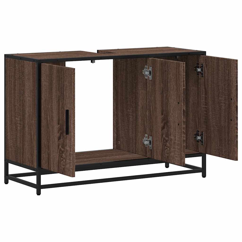vidaXL ντουλάπι νιπτήρα μπάνιου καφέ δρυς 90x33x60 cm