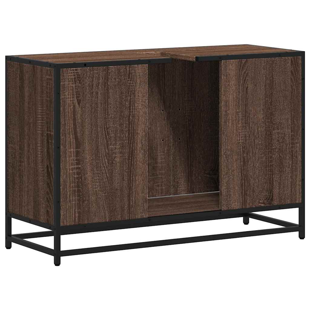 vidaXL ντουλάπι νιπτήρα μπάνιου καφέ δρυς 90x33x60 cm
