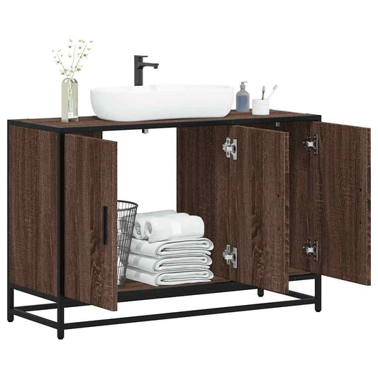 vidaXL ντουλάπι νιπτήρα μπάνιου καφέ δρυς 90x33x60 cm