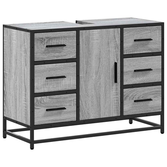 vidaXL Ντουλάπι Μπάνιου Νιπτήρα Γκρι Sonoma 80 x 33 x 60εκ. Επεξ. Ξύλο
