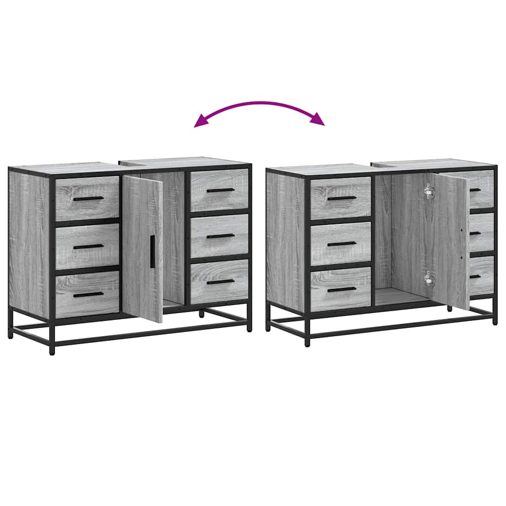 vidaXL Ντουλάπι Μπάνιου Νιπτήρα Γκρι Sonoma 80 x 33 x 60εκ. Επεξ. Ξύλο