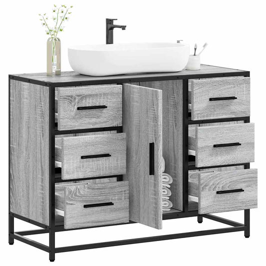 vidaXL Ντουλάπι Μπάνιου Νιπτήρα Γκρι Sonoma 80 x 33 x 60εκ. Επεξ. Ξύλο