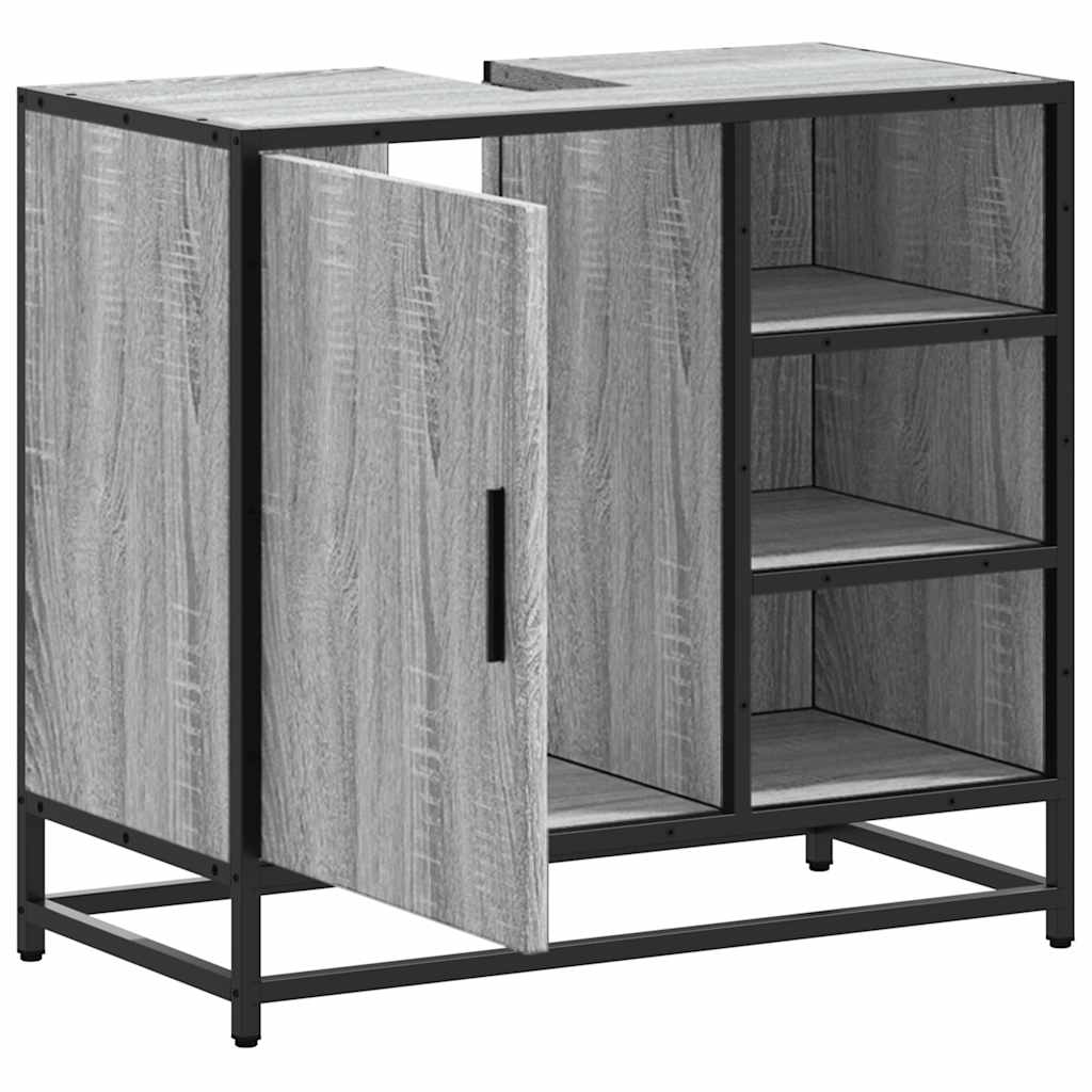 vidaXL Ντουλάπι νιπτήρα μπάνιου γκρι Sonoma 65x33x60 cm