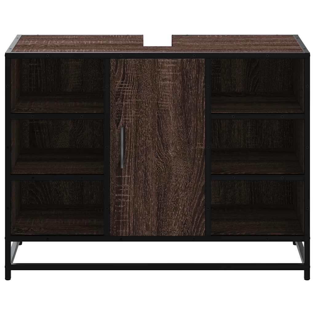 vidaXL Ντουλάπι Μπάνιου Νιπτήρα Καφέ Δρυς 80 x 33 x 60 εκ. Επεξ. Ξύλο