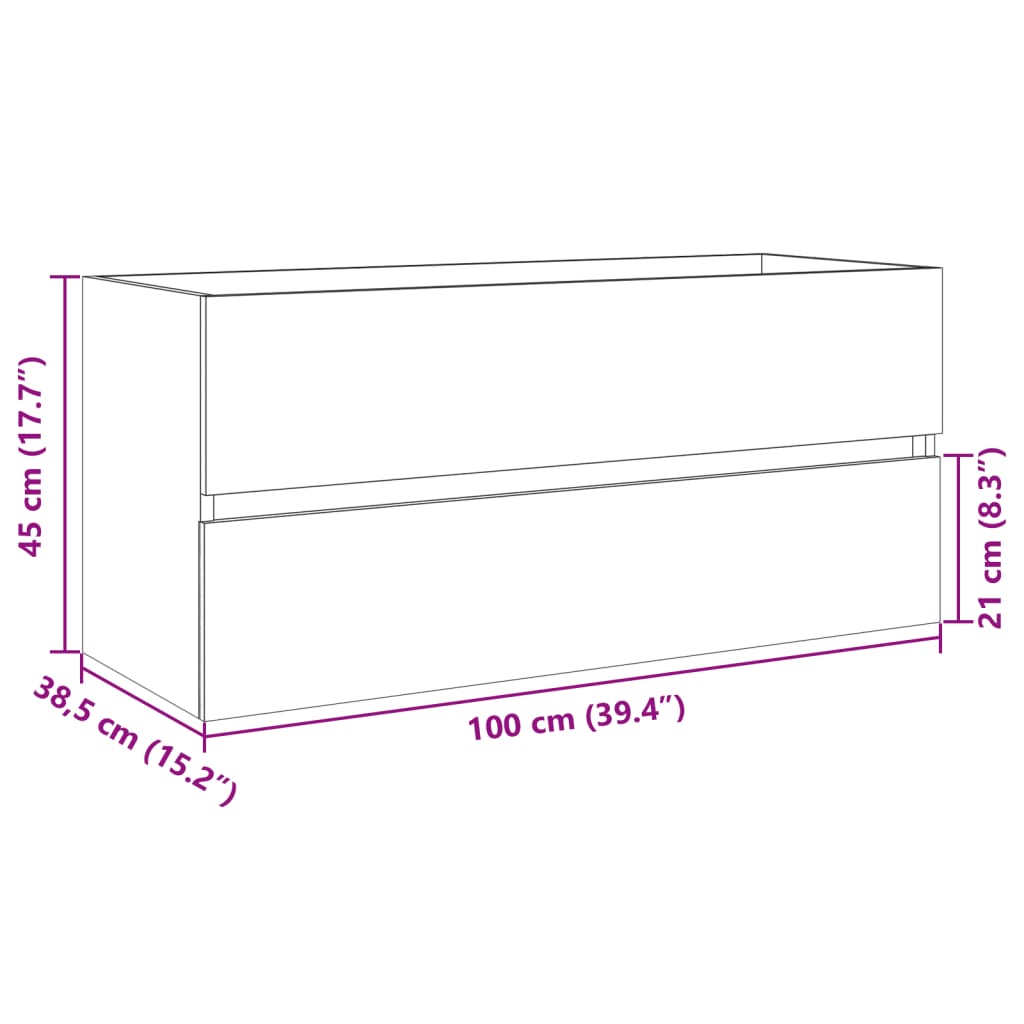 vidaXL Ντουλάπι Νιπτήρα Μπάνιου Sonoma Δρυς 100x38,5x45 εκ. Επεξ. Ξύλο