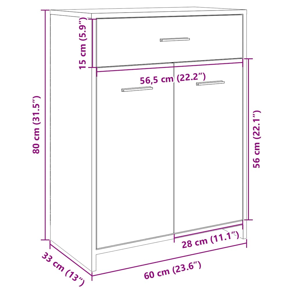 vidaXL Ντουλάπι Μπάνιου Sonoma Δρυς 60 x 33 x 80 εκ. από Επεξ. Ξύλο