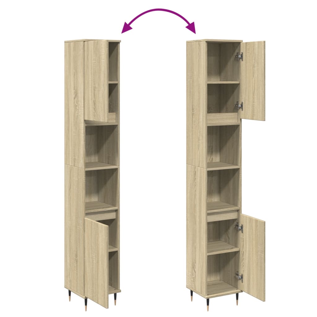 vidaXL Ντουλάπι Μπάνιου Sonoma Δρυς 30x30x190 εκ. Επεξεργασμένο Ξύλο