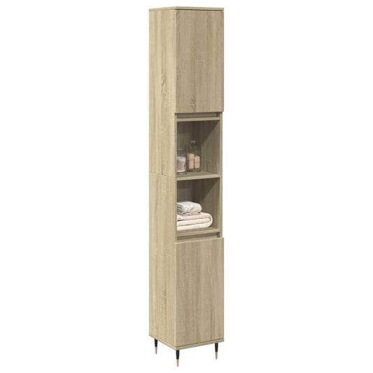vidaXL Ντουλάπι Μπάνιου Sonoma Δρυς 30x30x190 εκ. Επεξεργασμένο Ξύλο