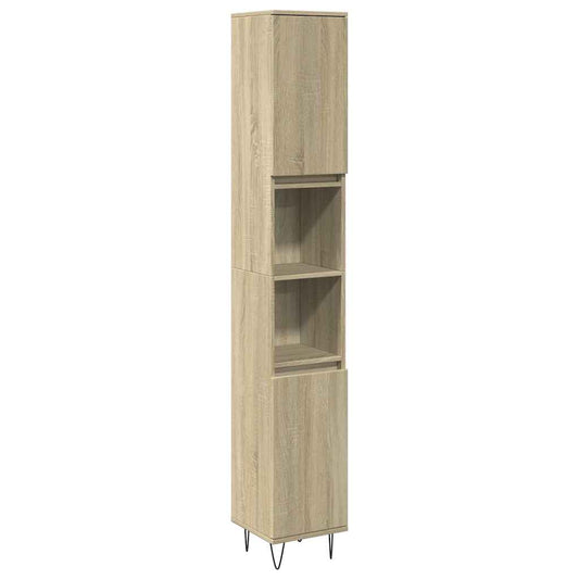 vidaXL Ντουλάπι Μπάνιου Sonoma Δρυς 30x30x190 εκ. Επεξεργασμένο Ξύλο