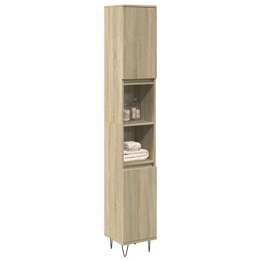 vidaXL Ντουλάπι Μπάνιου Sonoma Δρυς 30x30x190 εκ. Επεξεργασμένο Ξύλο