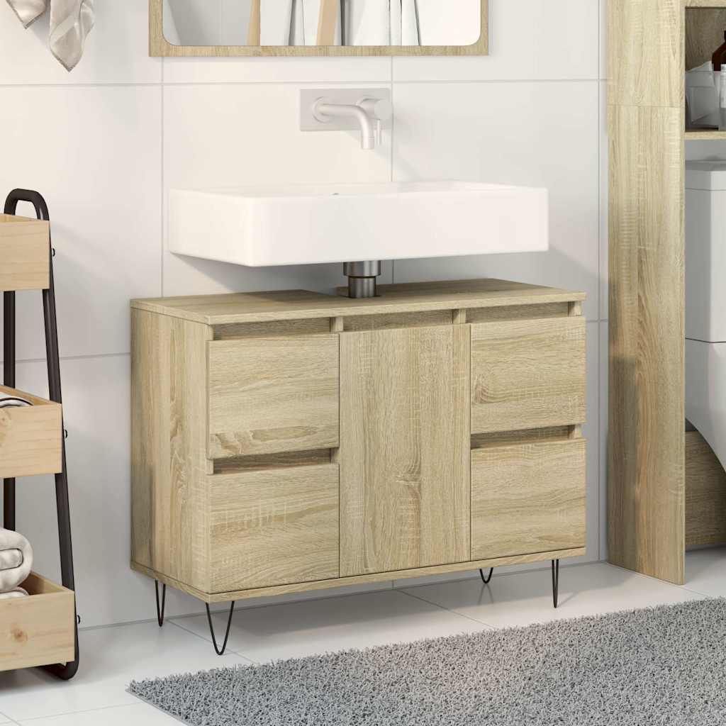 vidaXL Ντουλάπι Μπάνιου Sonoma Δρυς 80 x 33 x 60 εκ. από Επεξεργ. Ξύλο