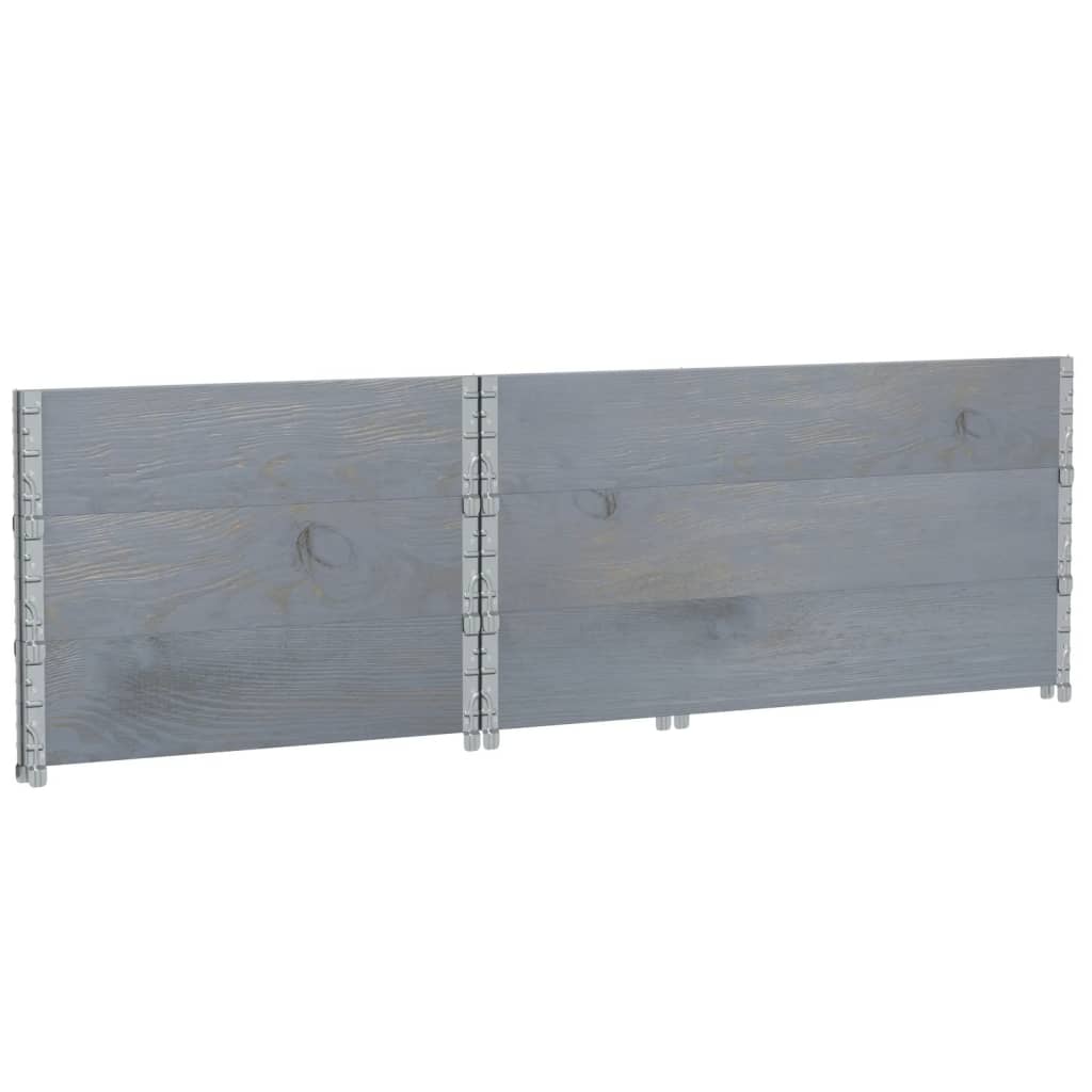 vidaXL Κολάρα Παλέτας 3 τεμ. Γκρι 120x80 εκ. από Μασίφ Ξύλο Πεύκου
