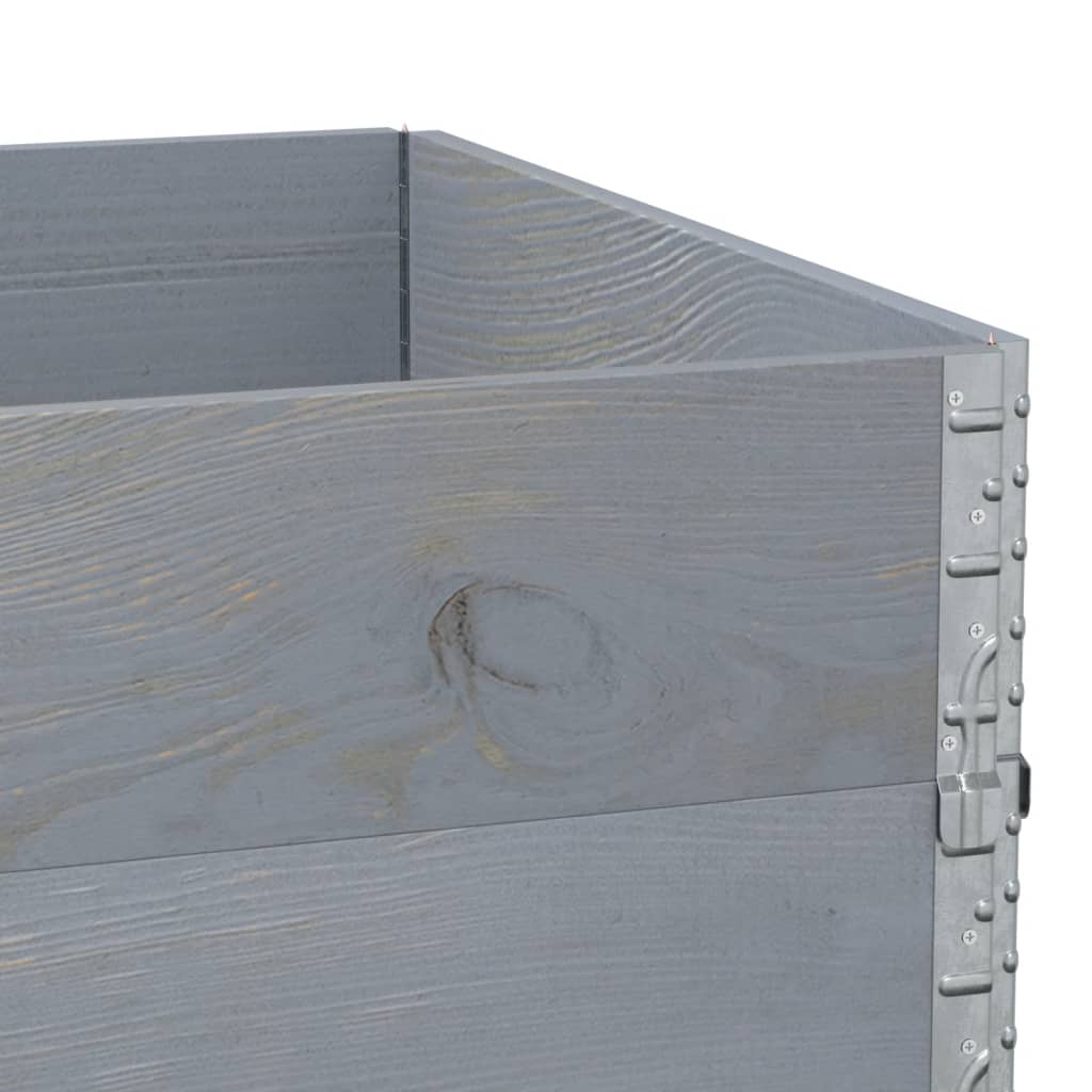vidaXL Κολάρα Παλέτας 3 τεμ. Γκρι 120x80 εκ. από Μασίφ Ξύλο Πεύκου