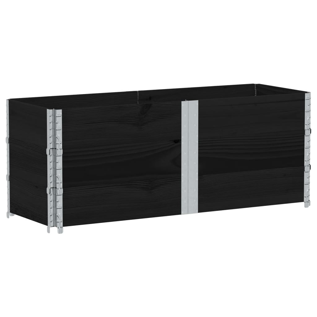 vidaXL Κολάρα Παλέτας 3 τεμ. Μαύρο 150x50 εκ. από Μασίφ Ξύλο Πεύκου