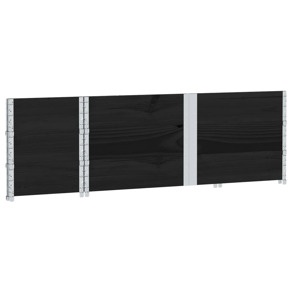 vidaXL Κολάρα Παλέτας 3 τεμ. Μαύρο 150x50 εκ. από Μασίφ Ξύλο Πεύκου