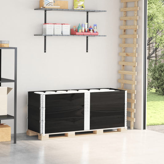 vidaXL Κολάρα Παλέτας 3 τεμ. Μαύρο 150x50 εκ. από Μασίφ Ξύλο Πεύκου