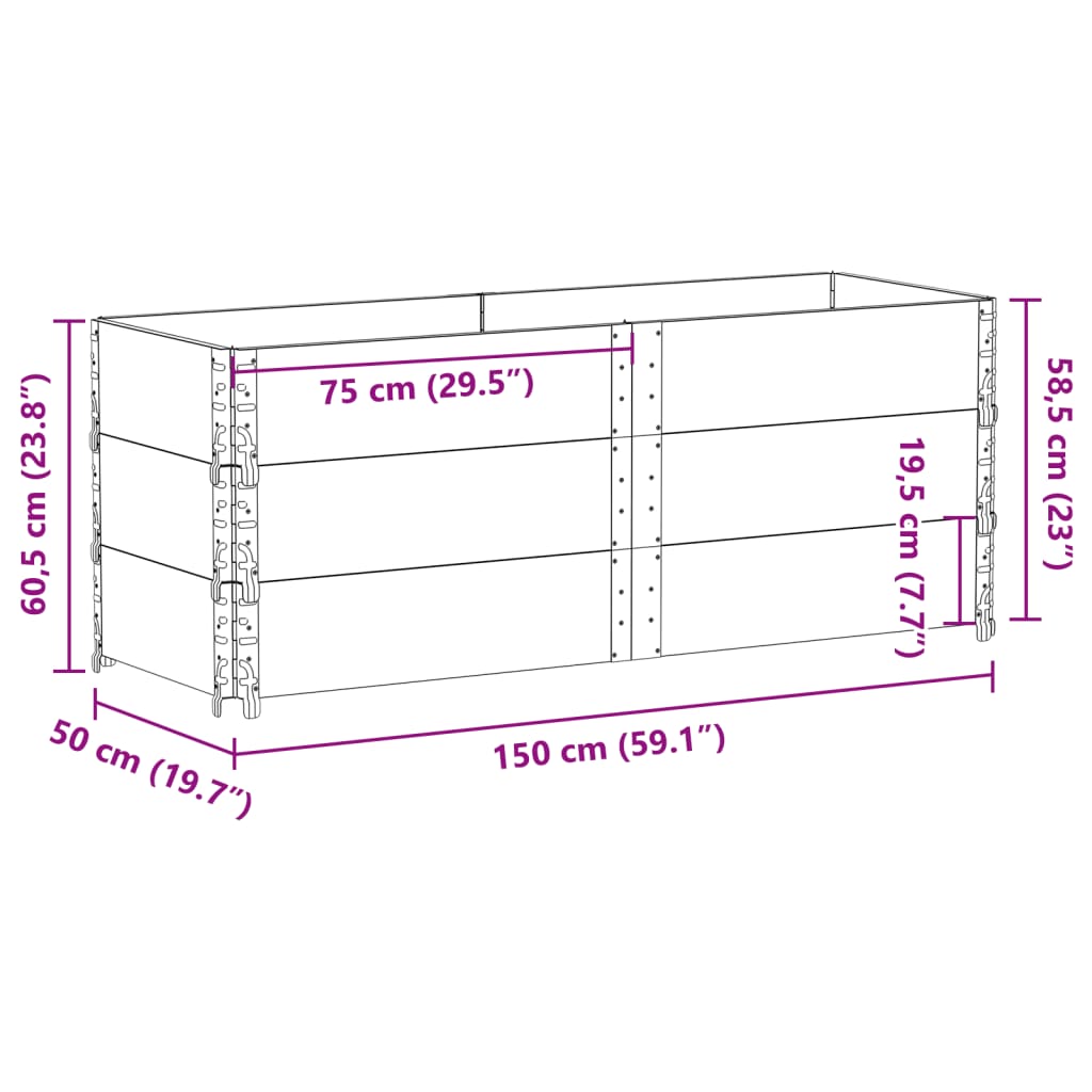 vidaXL Κολάρα Παλέτας 3 τεμ. Καφέ 150x50 εκ. από Μασίφ Ξύλο Πεύκου