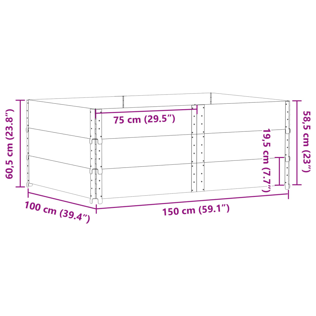 vidaXL Κολάρα Παλέτας 3 τεμ. Καφέ 150x100 εκ. από Μασίφ Ξύλο Πεύκου