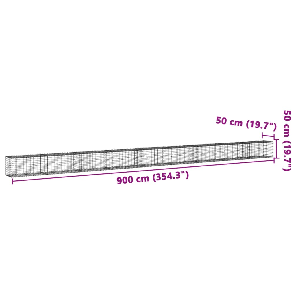 vidaXL Συρματοκιβώτιο με Κάλυμμα 900x50x50 εκ. από Γαλβανισμένο Χάλυβα