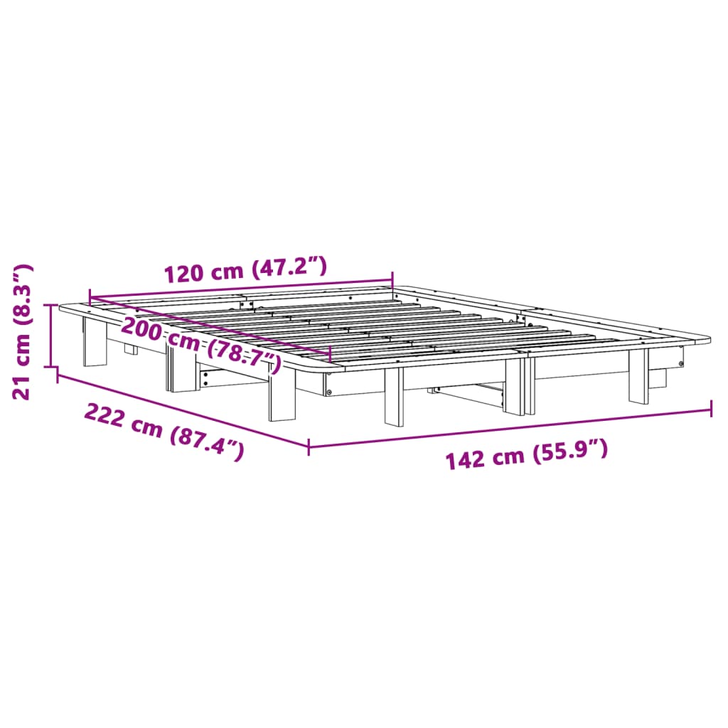 vidaXL Σκελετός Κρεβ. Χωρίς Στρώμα Καφέ Κεριού 120x200 εκ Μασίφ Πεύκο