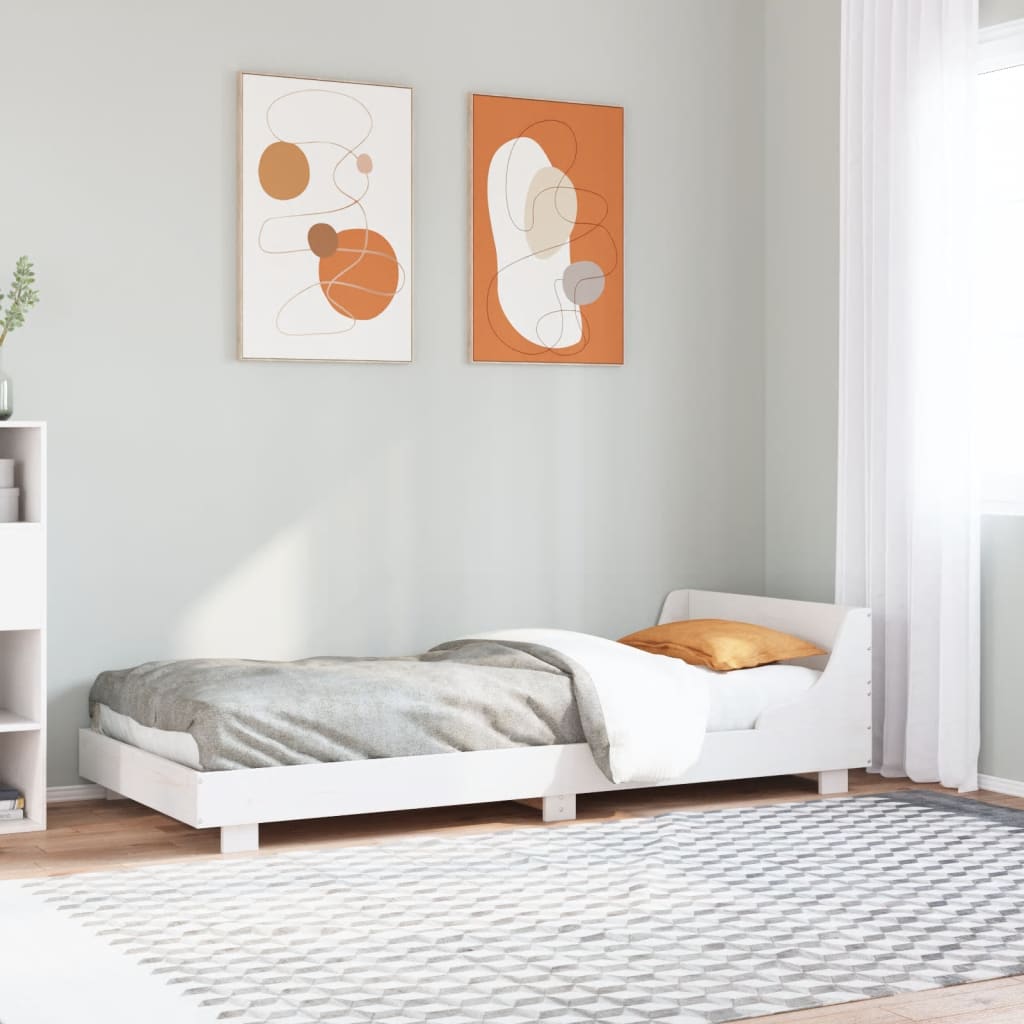 vidaXL Σκελετός Κρεβ. Χωρίς Στρώμα Λευκό 75x190 εκ Μασίφ Πεύκο