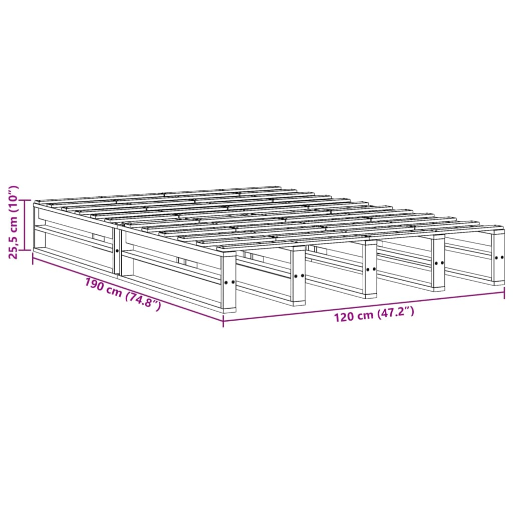vidaXL Σκελετός Κρεβ. Χωρίς Στρώμα Λευκό 120x190 εκ Μασίφ Πεύκο