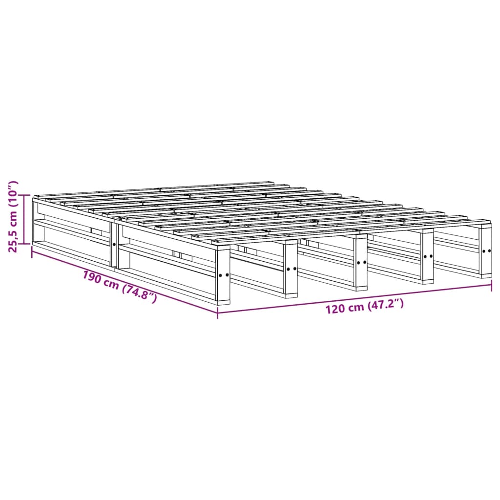 vidaXL Σκελετός Κρεβ. Χωρίς Στρώμα Καφέ Κεριού 120x190 εκ Μασίφ Πεύκο