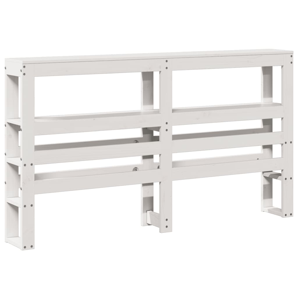 vidaXL Κεφαλάρι με Ράφια Λευκό 160 εκ. από Μασίφ Ξύλο Πεύκου