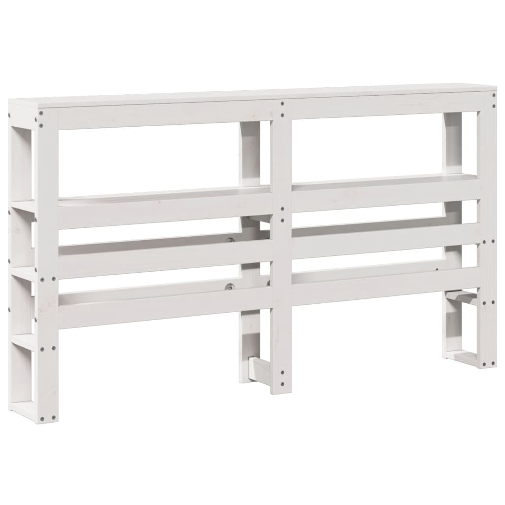 vidaXL Κεφαλάρι με Ράφια Λευκό 150 εκ. από Μασίφ Ξύλο Πεύκου