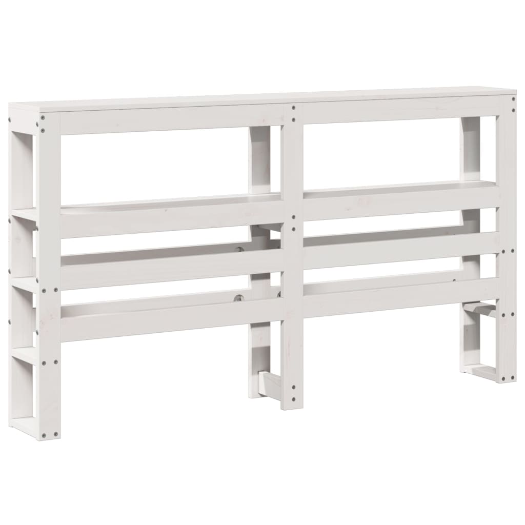 vidaXL Κεφαλάρι με Ράφια Λευκό 140 εκ. από Μασίφ Ξύλο Πεύκου