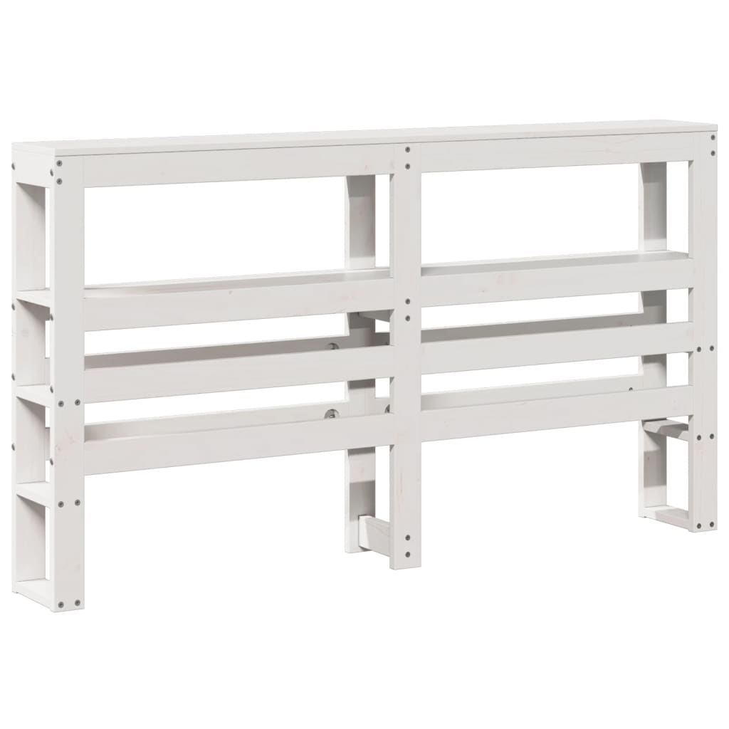 vidaXL Κεφαλάρι με Ράφια Λευκό 120 εκ. από Μασίφ Ξύλο Πεύκου