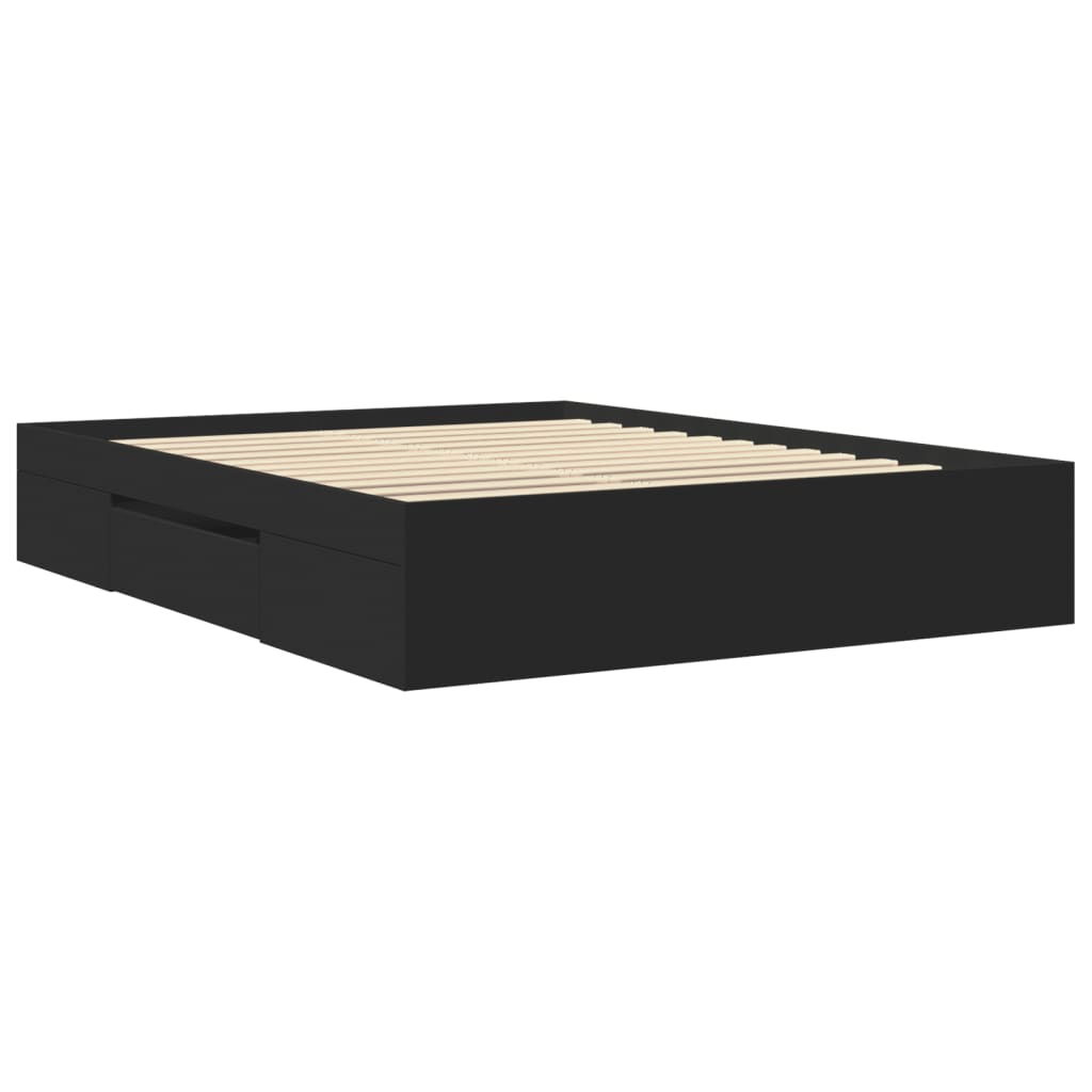 vidaXL Πλαίσιο Κρεβατιού Μαύρο 160x200 εκ. Επεξεργασμένο Ξύλο