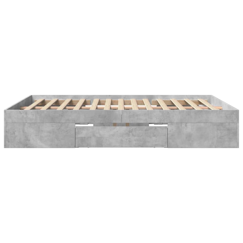vidaXL Πλαίσιο Κρεβατιού Γκρι Σκυροδέματος 150x200 εκ. Επεξεργ. Ξύλο