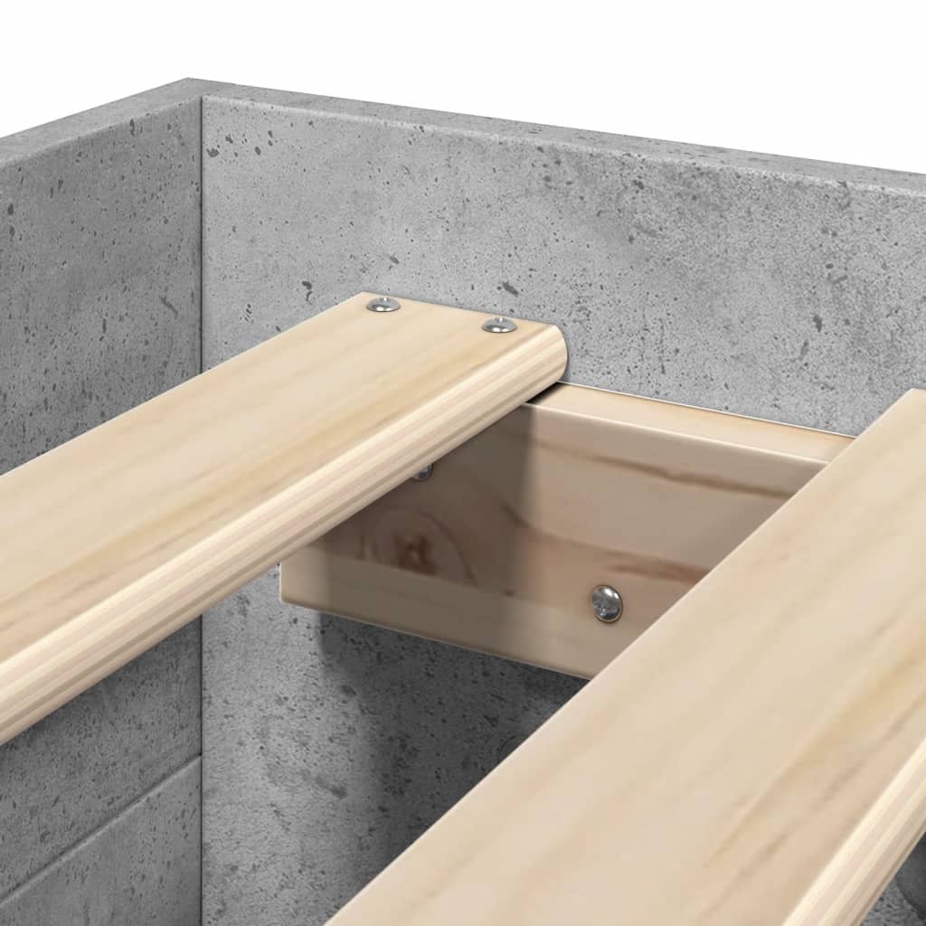 vidaXL Πλαίσιο Κρεβατιού Γκρι Σκυροδέματος 100x200 εκ. Επεξεργ. Ξύλο