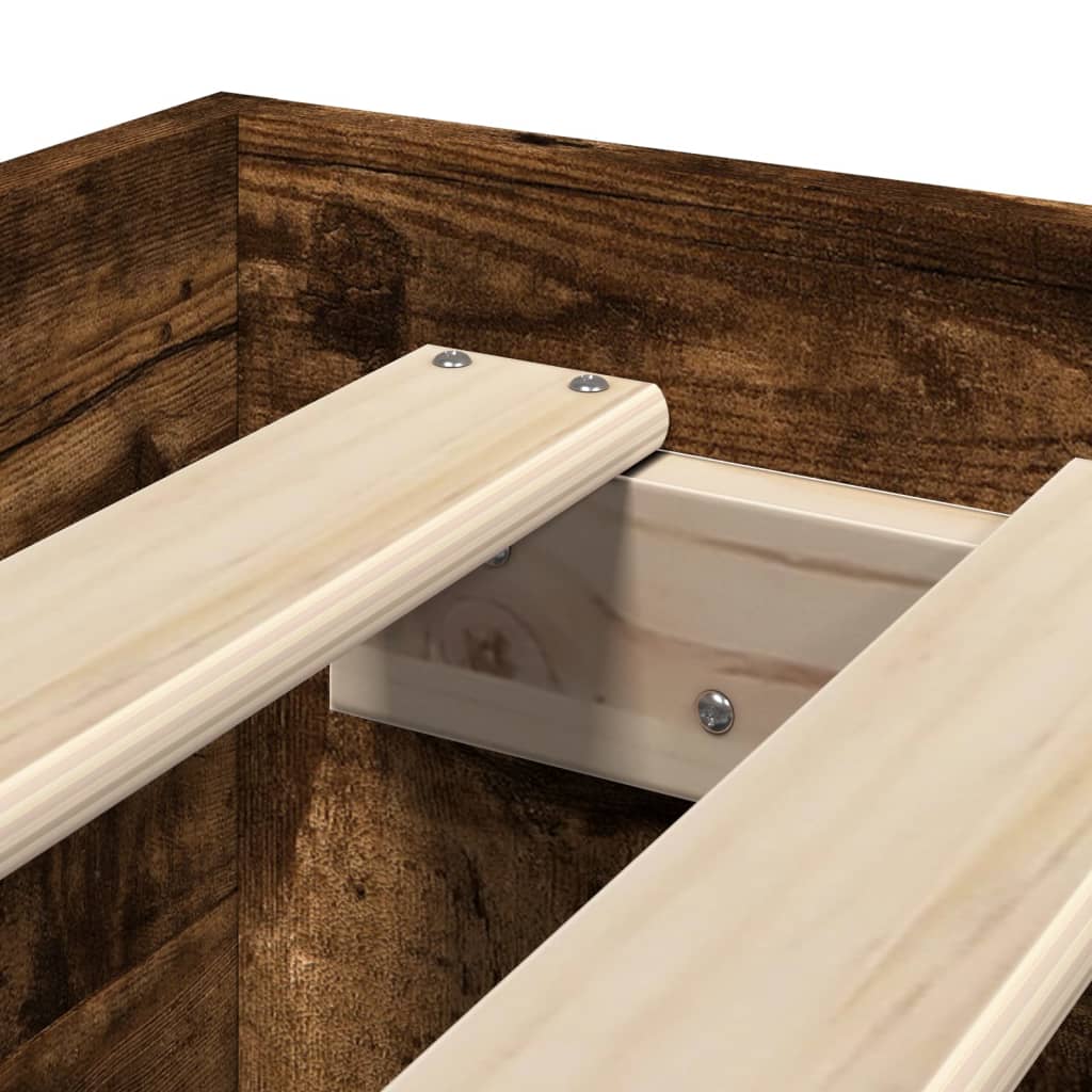 vidaXL Πλαίσιο Κρεβ. Χωρ. Στρώμα Καπνιστή Δρυς 90x200 εκ. Επεξ. Ξύλο