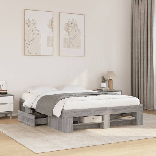 vidaXL Πλαίσιο Κρεβατιού Γκρι Sonoma 140x190 εκ. Επεξεργασμένο Ξύλο