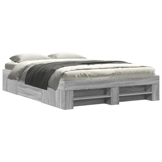 vidaXL Πλαίσιο Κρεβατιού Γκρι Sonoma 135x190 εκ. Επεξεργασμένο Ξύλο