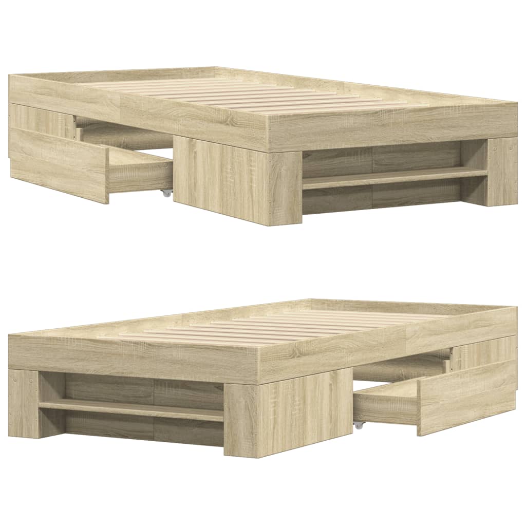 vidaXL Πλαίσιο Κρεβατιού Χωρ. Στρώμα Sonoma Δρυς 75x190εκ Επεξ. Ξύλο