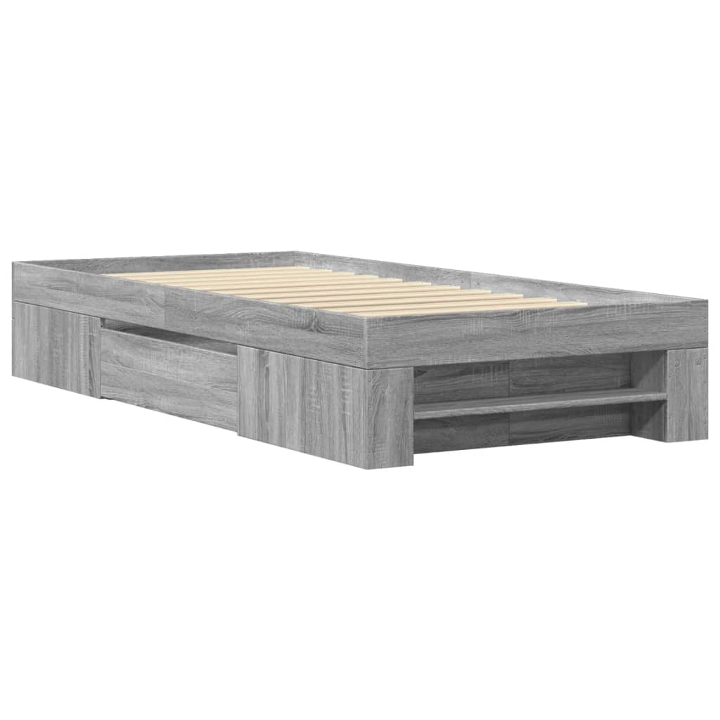 vidaXL Πλαίσιο Κρεβατιού Γκρι Sonoma 75x190 εκ. Επεξεργασμένο Ξύλο