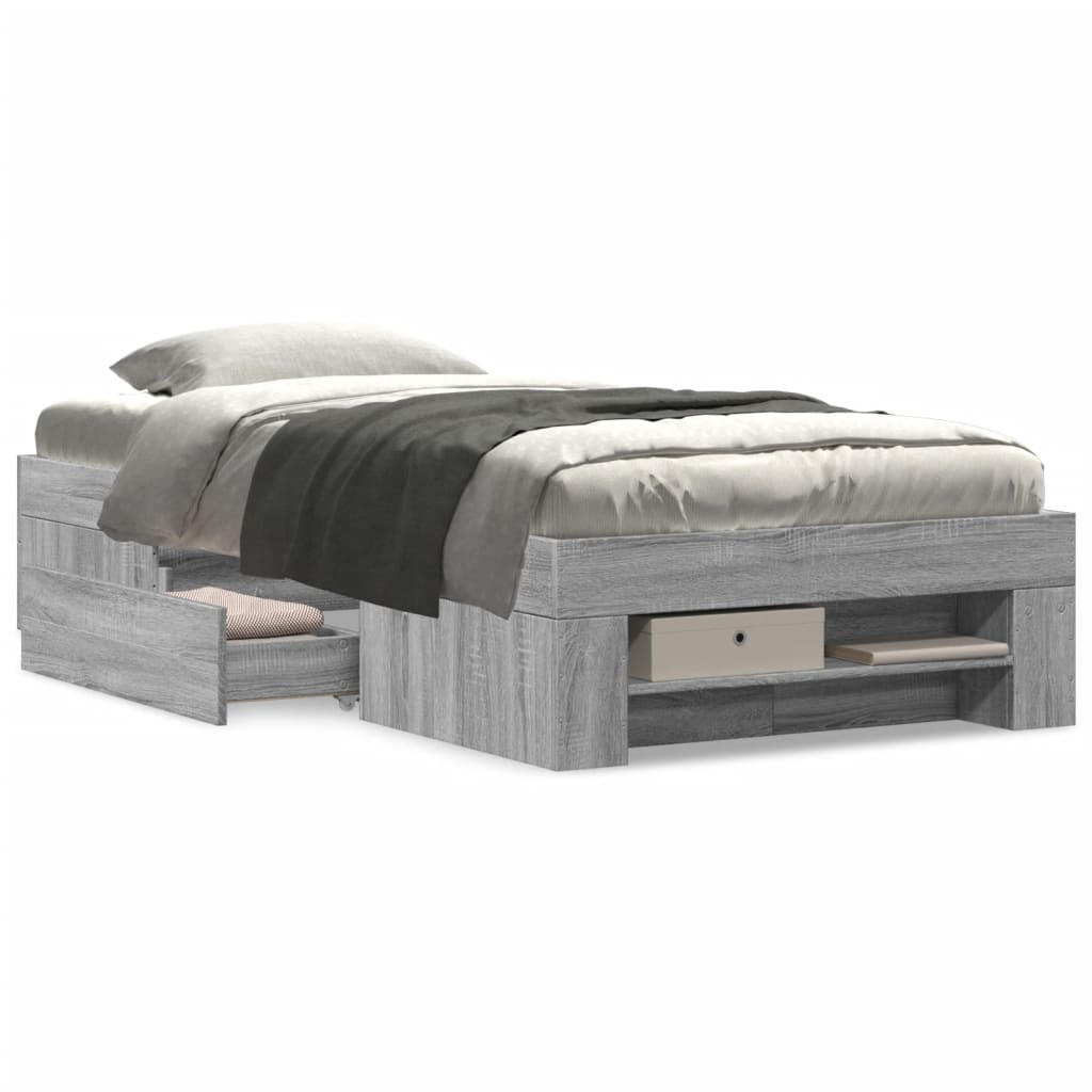 vidaXL Πλαίσιο Κρεβατιού Γκρι Sonoma 75x190 εκ. Επεξεργασμένο Ξύλο