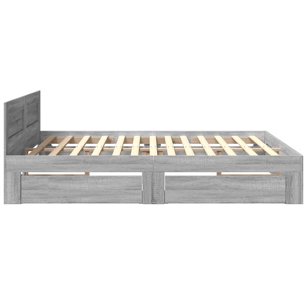 vidaXL Πλαίσιο Κρεβατιού με Κεφαλάρι Γκρι Sonoma 200x200εκ. Επεξ. Ξύλο