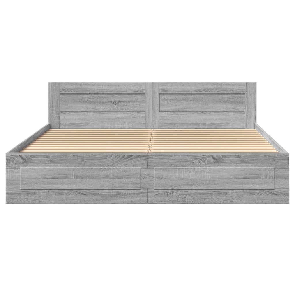 vidaXL Πλαίσιο Κρεβατιού με Κεφαλάρι Γκρι Sonoma 180x200εκ. Επεξ. Ξύλο